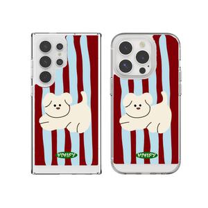 최신 귀여운 갤럭시 아이폰 투명 케이스 버티컬 로우 강아지 / 핸드폰케이스 S25 S24