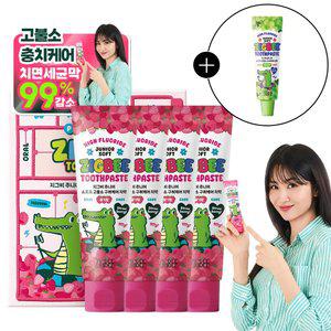 [자연유래 99%] 지.그.비 대용량 고불소 구취제거 주니어 어린이치약 딸기향 117g 4개