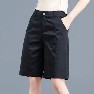 여성 린넨 면 반바지 여름용 5부 팬츠 하이웨스트 A라인 슬림핏 캐주얼룩