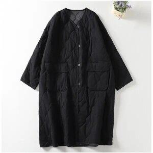 문예 면 마 빅 사이즈 빈티지 카디건 가운 패딩 코트