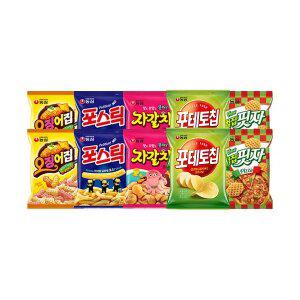 농심 오징어집 78g+포스틱 84g+자갈치 90g+포테토칩 60g+벌집핏자 90g 각 2개 (총 10개