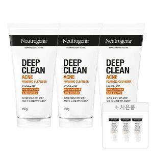 뉴트로지나 NEW 딥클린 아크네 포밍 클렌저 150g, 3개+증정(젠틀폼 클렌저 10g, 3개)