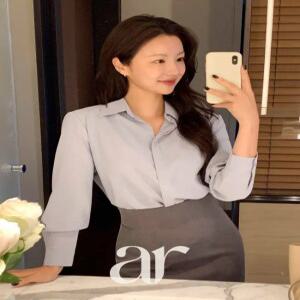 (MADE/링클프리/올데이) 베니 브이 카라 블라우스 bs6750