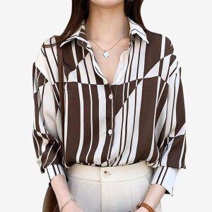 조각모양 루즈핏나염 블라우스 55-100  4XL    S226S  루즈핏블라우스