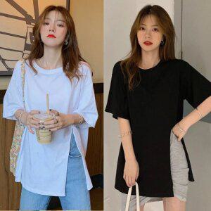 여성티셔츠 여성반팔티셔츠 트임티셔츠 55-88 XXL 토베나  S124T 베이직트임 티셔츠