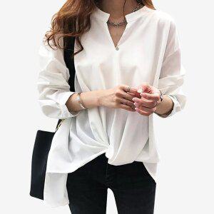 루즈핏블라우스 빅사이즈블라우스 오버핏블라우스 55-100 4XL   S130S 앞뒤 언발 오버