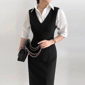 (뮬랑) 브이 슬릿 뷔스티에원피스 (2col)[드레스CUH30]