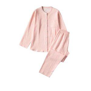 커플 얇은 수면 잠옷 홈웨어 파자마 세트 핑크/여자 M