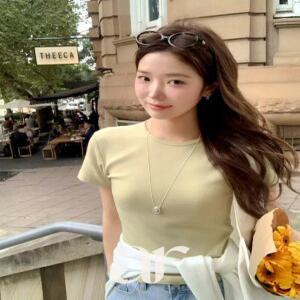 (모달쫀쫀스판/인생기본티/MD보장템) 로하츠 코튼 무지 크롭 반팔 티셔츠 ts4874