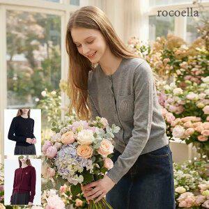 [로코엘라] 컬린 엠브로이드 여성 라운드 니트 가디건