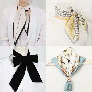 2026이쁜 봄 쁘띠스카프 반다나 타이 실크 스카프링 선물 여성 레이스 미니 면