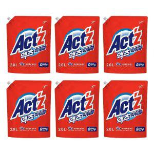 액츠 파워젤 액체세제 일반 리필, 2L, 6개