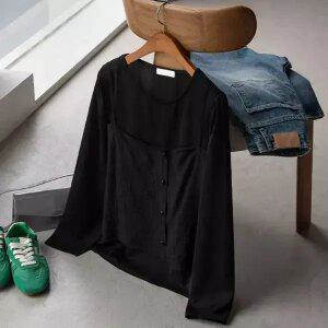 (안나앤플러스) 아네브 레이어드 긴팔 블라우스 [셔츠DY637] 빅사이즈