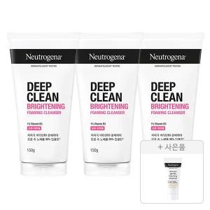 뉴트로지나 NEW 딥클린 브라이트닝 포밍 클렌저 150g, 3개+증정(젠틀폼 클렌저 10g, 1