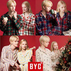 BYC 외 수면 잠옷 세트 커플 파자마 바지 90~110 빅사이즈 긴팔 가을 겨울 간절기 순면