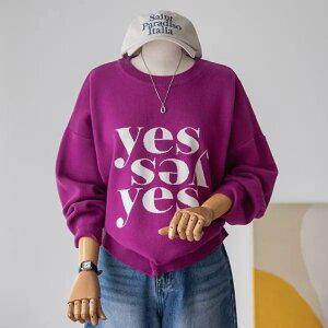 (안나앤플러스) 예스 레터링 니트[니트ED354] 빅사이즈