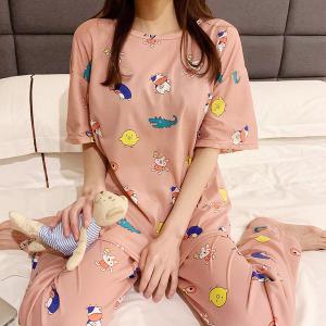 쉬블림로브 (반팔+긴바지) 여성 홈웨어 동물 패턴 잠옷 세트 GWD0403