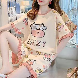 쉬블림로브 (반팔+}반바지) 여성 홈웨어 캐릭터 잠옷 세트 GGWD0521