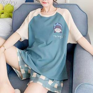 쉬블림로브 (반팔+}반바지) 여성 홈웨어 캐릭터 잠옷 세트 GGWD0532