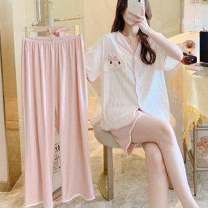 쉬블림로브 3피스(반팔+반바지+긴바지) 여성 캐릭터 패턴 홈웨어 파자마 잠옷 세트 GW