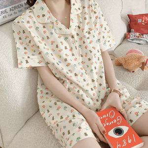쉬블림로브 (반팔+}반바지) 여성 홈웨어 캐릭터 잠옷 세트 GGWD0519