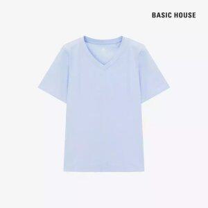 (최초가:29,900원)베이직하우스 여성 브이넥 스판 슬림핏 반팔티셔츠