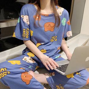 쉬블림로브 (반팔+긴바지) 여성 홈웨어 토끼 곰 패턴 잠옷 세트 GWD0409