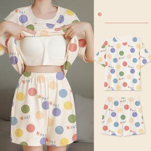 쉬블림로브 (반팔+}반바지)여성 홈웨어 캡내장 잠옷 세트 GGWD0534