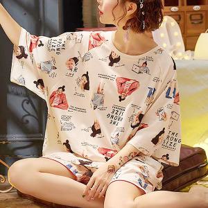 쉬블림로브 (반팔+}반바지) 여성 홈웨어 캐릭터 잠옷 세트 GGWD0500