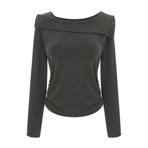 (택가 79000원)[티뷰] 포인트버튼세미오프숄더티셔츠_V6A-CTS015