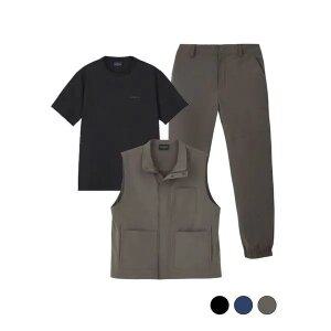 [아웃도어스/헨리로이드]남성 여름 셋업 3종 (반팔티+조끼+바지)