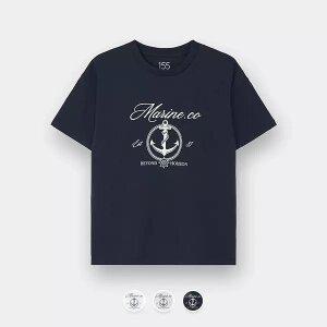 [지오다노주니어] 03095530 코튼 저지 프린트 반팔티(마린1)