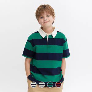 [지오다노주니어] 03016508 스트라이프 럭비 폴로 반팔 티셔츠