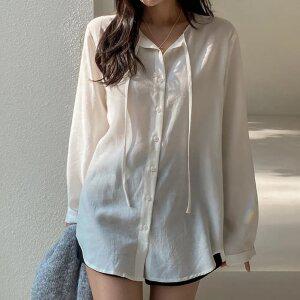 [페미닌/하객룩] 내추럴핏 울텐셀 리본타이 블라우스