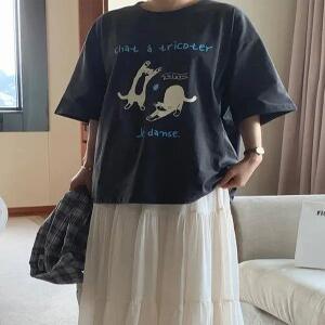 플라워캣 라운드넥 실키 반팔티 (2 color)