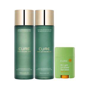 [10%] 김정문알로에 수딩 기초 세트 (토너, 에멀전) + UV 쉴드 선스틱