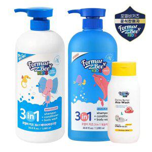 포멀비 키즈 3in1 베이비파우더향 1L + 복숭아향 1L + 아토워시