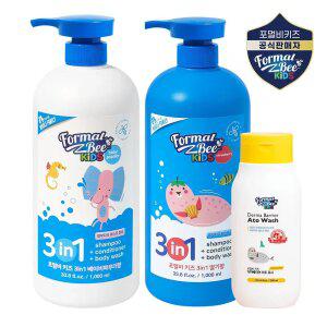 포멀비 키즈 3in1 베이비파우더향 1L + 딸기향 1L + 아토워시