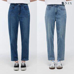 [NIX]여) 저온스 데님 L톤/M톤 워싱 오픈 크롭 테이퍼드 (HNRMDDT740P)