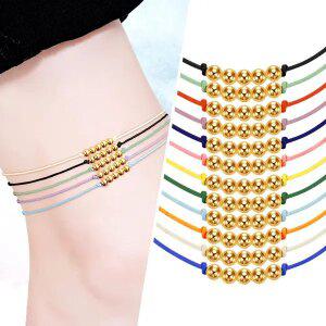 [골드피아] 14K 3mm 골든 5볼 실 팔찌/발찌