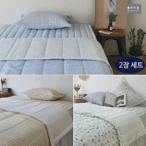시원한 시어서커 여름 이불 2장 세트 / 싱글 여름 차렵이불 캠핑
