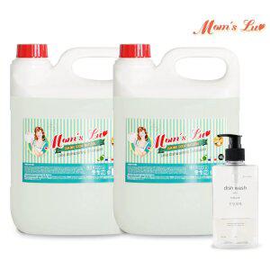 맘스럽 주방세제 4LX2개+펌프용기 대용량 저자극 라임향 과일야채세척