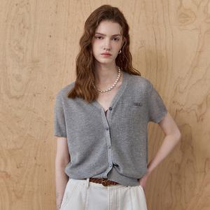 [MAXZA] 미니 스팽글 글리터 브이넥 반팔 가디건