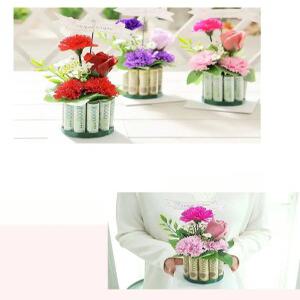 J2K 핸드메이드 플라워 미니 케이크 용돈박스 가정의달 생신 선물 용돈케이크 (바이올