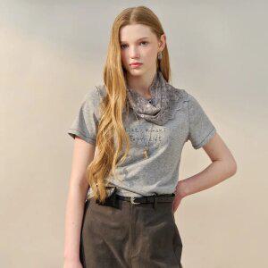 [MAXZA] 레이스 스카프 세트 레터링 티셔츠