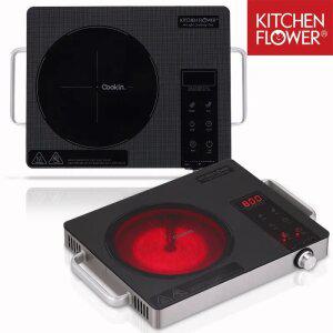 키친플라워 모든용기사용 2단 확장형화구 1구 하이라이트 전기레인지 급속발열 타이머