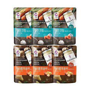 청정원 싱글파우치 머쉬룸 투움바, 150g, 3개 + 명란크림, 150g, 3개