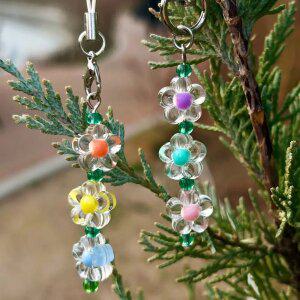 귀여운 컬러 플라워 비즈 키링 / 열쇠고리 가방꾸미기 에어팟 버즈 파우치 차키 선물