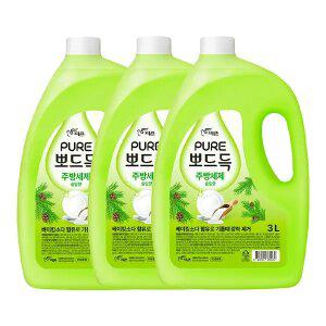 퓨어 뽀드득 주방세제 솔잎향 3L, 3개