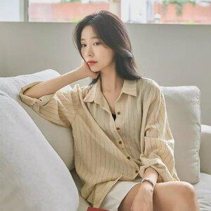 [JUST BETTER] 워터리 가벼운 줄지 썸머셔츠